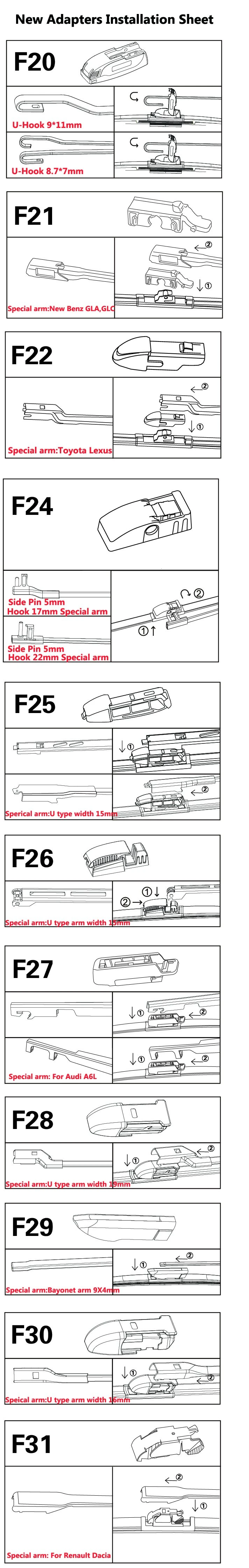 Aerotwin Wiper Blade Rubber Refill Car Soft/Flat /Frameless/Boneless Windshield Wiper Blade (size chart)