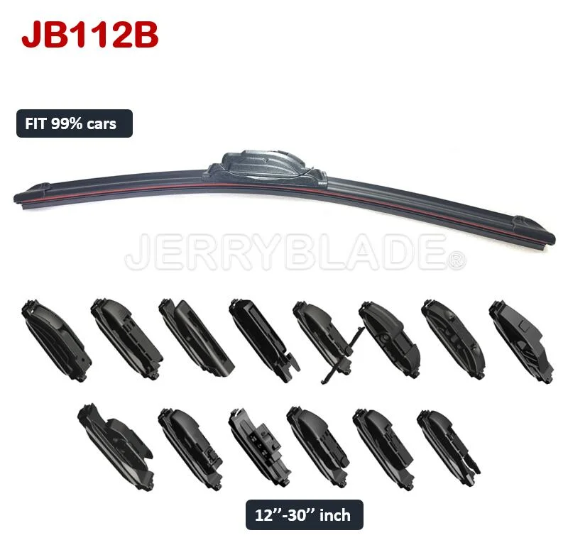 Universal All-Season Multi-Adapter Wiper Blade Frameless New Frameless Flat Soft Wiper for All Windscreen Windshield 12′′-30′′ Hot Sales Jb112b for All Cars