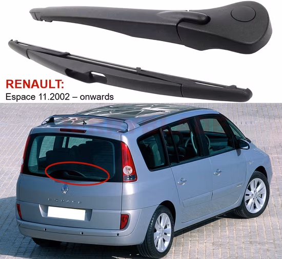 Jerryblade Renault Espace IV 2002- Bras et balai d'essuie-glace arrière Bras et balai d'essuie-glace arrière pour Renault Espace 4 IV Jk OE7701047871, 7700433319